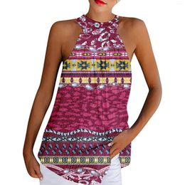 Women's Blouses Women's Printed Sleeveless Neck Tie Up Fashion Metallic Blouse For Women Casual Tops Colour