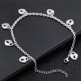 Anklets 1PC Stainless Steel Heart Star Key Cross Anklet Silver Color Pendant Rolo Chain Anklet Women Summer Beach Foot Show Jewelry Gift G220519