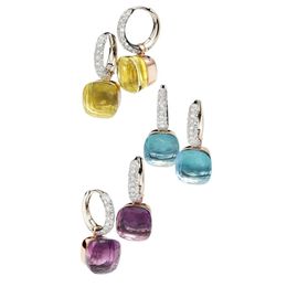 Earrings S925 Sterling Silver 23 Colours Crystal Candy Style Match Drop Earring For Women Jewelry(DJ1409)