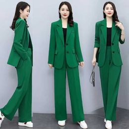 Women's Suits Blazers 2023 Autumn New Casual Set Jacket Pants Two Piece Women's FashionLoose Blazers Trousers Set Women's Elegnat Professional Wear P230522