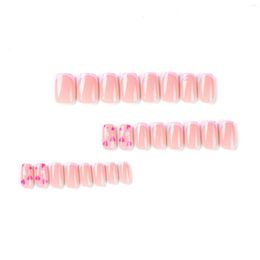 False Nails Pink Heart Short Fake Sweet Colour And Catching Look Design For Extension Manicure Nail Art