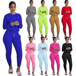 Women s Two Piece Pants Fall Casual Sport Women Set Tracksuit Long Sleeve Sweatshirt Tops Stacked Jogger Sweatpant Suit Outfits Matching 230522