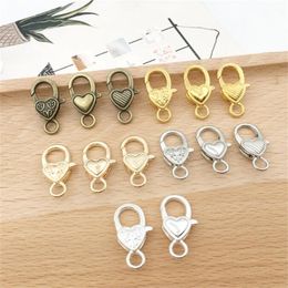 10pcs/lot 27x14MM Lobster Clasp Hooks Heart Keychain Clasps Bracelet Chain Accessory for Jewelry Making Components Wholesale DIY