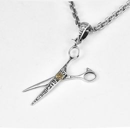 Pendant Necklaces Fashion Simple Hair Stylist Scissor For Men And Women Vintage Silver Colour Sweater Chain Jewellery Accessories