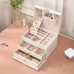 Boxes 3 Layers Jewelry Box Drawer Storage Organizer For Jewelry Makeup Earrings Cosmetic Stand Display Case Jewellery Storage Casket