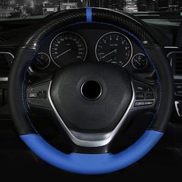 Steering Wheel Covers 38CM Universal Auto Steering-Wheel Cover Crystal Carbon Fiber MicroFiber Leather Non-slip Wear Resistant Sports Style