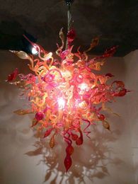 Amber Pink Lamp Chinese Style Pendant Lights Custom Kitchen Lighting Hand Blown Glass Chandelier 24 by 28 Inches