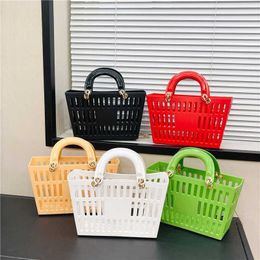 2023 Supermarket Shopping Basket Jelly Bag Large Capacity Portable Basket Storage Basket Tote Hollow Bag Beach Bag 230522