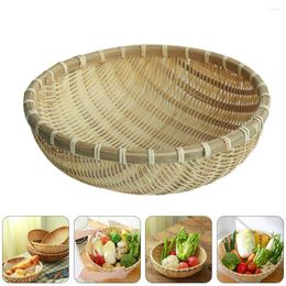 Dinnerware Sets Bamboo Basket Snack Tray Bread Fruit Clothes Weaving Sundry Decor