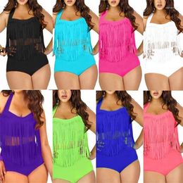 Women's Swimwear 2023 Bikini Swimsuit High Waist Plus Size Tassel Large Sexy Bikinis Set Women Bra Beachwear Suit