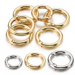 10pcs/5pcs Spring Clasp Keychain Ring KC Gold Color Openable Round Carabiner Hook Buckle Bag Chain for Key Jewelry Making DIY