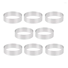 Bakeware Tools 8Pcs 8cm Stainless Steel Tartlet Molds French Dessert Mousse Fruit Pie Tart Ring Quiche Cake Mold