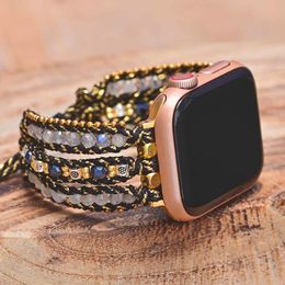 Bracelets Charming Natural Stone Apple Watch Band BOHO Labradorite Relieve Pressure Single Wrap Apple Watch Strap Wholesale Dropshipping