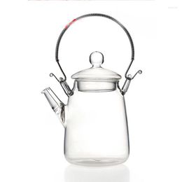 Cups Saucers 350ml Simple High Temperature Resistant Glass Cup Teapot Heat Borosilicate Flower Portable AQ297