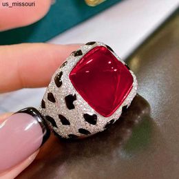 Band Rings Vintage Lab Ruby Diamond Ring 925 sterling silver Party Wedding band Rings for Women Bridal Promise Engagement Jewelry Gift J230522
