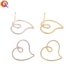 Polish Cordial Design 50Pcs 17*17MM Jewelry Accessories/Earrings Stud/Heart Shape/Genuine Gold Plating/Hand Made/DIY Earrings Making