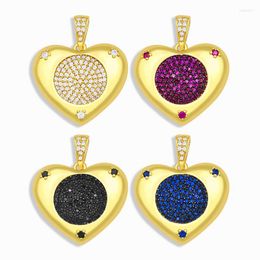 Pendant Necklaces OCESRIO Gold Plated Brass Heart Pendants For Jewelri Make CZ Stone Big Charms Jewellery Making Wholesale Pdta291