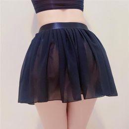 Skirts 2023 European And American Chiffon Pleated Skirt High Waist Slightly Sheer Short Bottom Sex See-through