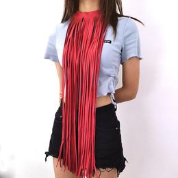 Necklaces YD YDBZ New Tassel Long Necklace For Women Leather Jewellery Bohemia Punk Style Red Orange Yellow Blue Pendant Necklace Jewellery