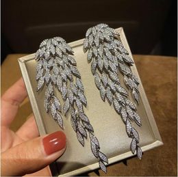 Stud S925 silver needle multilayer leaves exaggerated tassel earrings fashion light luxury design trend earrings