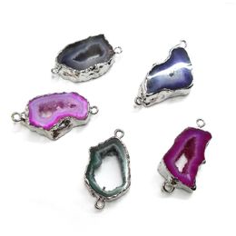 Pendant Necklaces 1Pc Natural Agates Stone Connector Pendants Irregular Slice Stones Charms For Jewelry Making DIY Accessory Fit Necklace