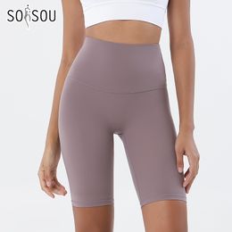 Yoga Outfits SOISOU Tight Fit Women's Fitness Shorts Gym Yoga Shorts High Waist No Embarassment Line Fitness Shorts Women's Bicycle Shorts 24 Colours 230520