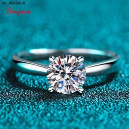 Band Rings Smyoue White Gold 2ct 100 Moissanite Engagement Ring for Women S925 Sterling Silver Lab Diamond Promise Wedding Band Jewelry J230522