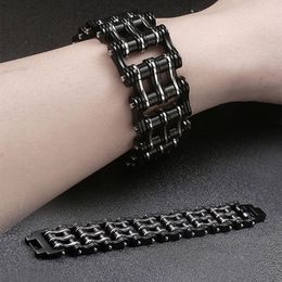 Bangle Punk Men's Heavy Chain Bracelets Bangles Black Biker Bicycle Motorcycle Chain Link Bracelets for Men Stainless Steel Jewelry