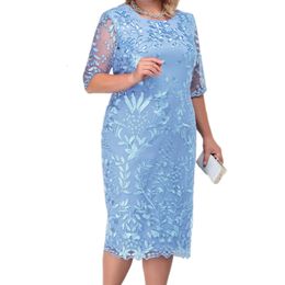 Abiti taglie forti Abito estivo autunnale da donna taglie forti Abito elegante in pizzo Abito da sera blu femminile Abiti da festa curvy di grandi dimensioni Abito da cocktail vestido 8