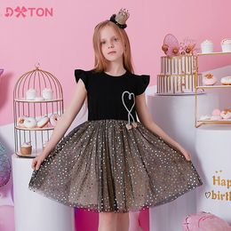 Girl s Dresses DXTON Girls Clothes for Summer Princess Kids Flare Sleeve Unicorn Print Dress Party Children Clothing 3 8Y 230520