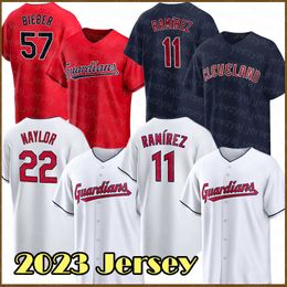 2023 Wear Baseball Jerseys 0 Gimenez 11 Ramirez Indians Cleveland Shane Bieber Myles Straw Steven Kwan Cal Quantrill Emmanuel Clase Triston McKenzie Mike Zunino