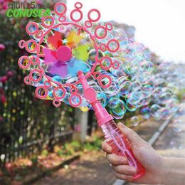 Gun Toys 2023 New Windmill Soap Bubble Machine Stick Children's Blowing Bubbles Toys for Girls Boys Birthday Wedding Party Games T230522