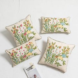 Pillow /Decorative European And American Fashion Small Chrysanthemum Cotton Linen Embroidery Sofa Cover 1 Piece Without Fille