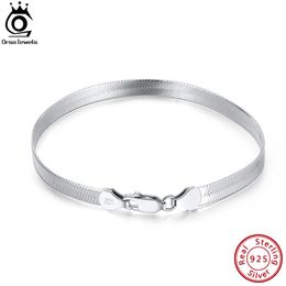 Bangle Orsa Jewels Sterling Sier Punk 3mm/4.5mm Flexible Flat Herringbone Chain Bracelet for Women Men Fahsion Jewellery Sb107