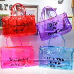 Wholesale Clear Overnight Bag Spend the Night Duffel Over Bags Pvc Duffle with Letter