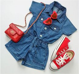 Rompers Summer Toddler kids Baby Girl Denim Romper Short Jumpsuit Causal Girls Clothes Romper Playsuit 230522