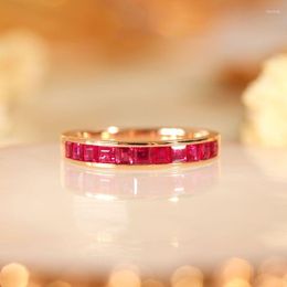 Wedding Rings Astuyo Wish Fashion Women Rose Gold Ring Ruby Colour Engagement Proposal Princess Sharp For Female Gift