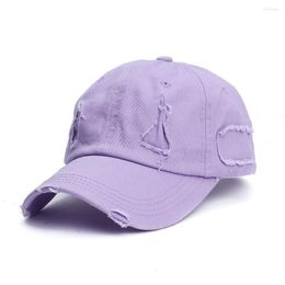 Ball Caps Trendy Streetwear Hip Hop Worn Hole Face Cap For Women Men Orange Purple Letter Summer Snapback