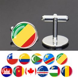 Esspoc Flag Statement Glass Ball Cufflinks Fashion Country Flags Jewellery Colombia Chad Chile Comoros Canada Cufflinks