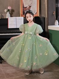 Arabic Princess Flower D Floral Green Lace Flowers Baby Toddler Girls Adorable Kids Birthday First Holy Communion Dresses Party Christmas Gowns