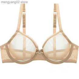 Bras New Women Hollow bra see through sexy gauze mesh transparent ultra thin Bras B C D E F 75 80 85 90 95 100 US EU UK Dropshipping T230522