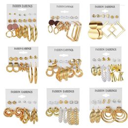 Hoop Earrings Women's Gold Plated Chunky Thick Twisted Fashion Chain Link Stud Drop Dangle Pack Birthday Christmas Gifts