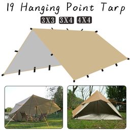 Tents and Shelters 4x4m 4x3m 3x3m 19 hanging point tent waterproof oilcloth survival awning outdoor backpack waterproof camping awning 230520
