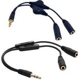 3.5 Headphone 1/2 audio cable couple cable with tuning 1/2 cable controllable volume adjustment sound addition and subtraction