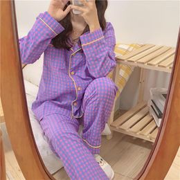Home Clothing Alien Kitty Plaid All Sleepwear Loose 2023 Homewear Stylish Geometric Girls Lady Women Sweet Chic Pajamas Sets