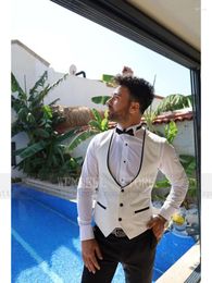 Men's Vests Fashion Sleeveless Jacket Slim Fit Colorblock Smooth Ivory Tank Top For Groomsmen Prom