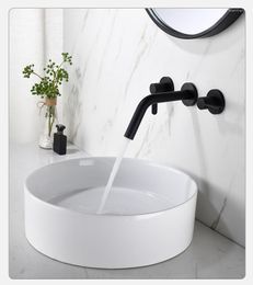 Bathroom Sink Faucets Wall Mounted Black Brass Faucet Luxury Wash Basin High Quality Cold Water Hand Lavabo Tap