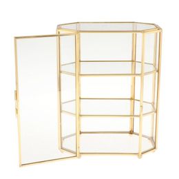 Boxes 3Tier Jewellery Box Glass Makeup Organiser Jewellery Box Multifunction Display Case For Dressing Table Decoration Storage