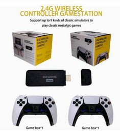 U9 Pro HDMI Video Game Console Stick Host with 2.4G Wireless Controller USB Receiver Kit 10000+Games Arcade Console for PSP N64 PS1 FC SFC GBA Emulator Vs Ps5 M8 Plus