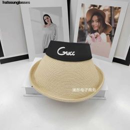 Korean version of large brim sunshade hat female sunscreen straw hat summer outdoor UV protection face blocking letter empty top sun hat